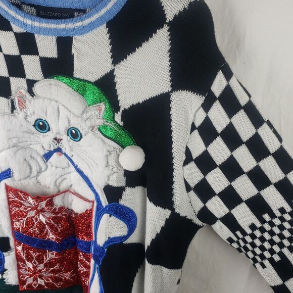 Blizzard Bay Women's Large Trippy Cat Ugly Christmas Sweater - Picture 5 of 11